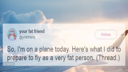 Dit is het verhaal van die dikke passagier die bij je in het vliegtuig zit 
