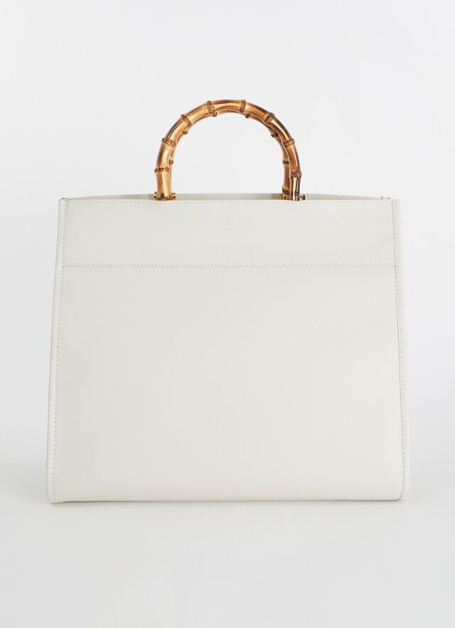 L.K.Bennett - Emely shopper met bamboe handvaten  - Creme
