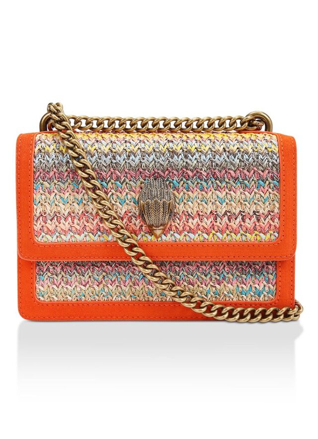 Kurt Geiger - Small Shoreditch schoudertas van raffia en suède - Oranje