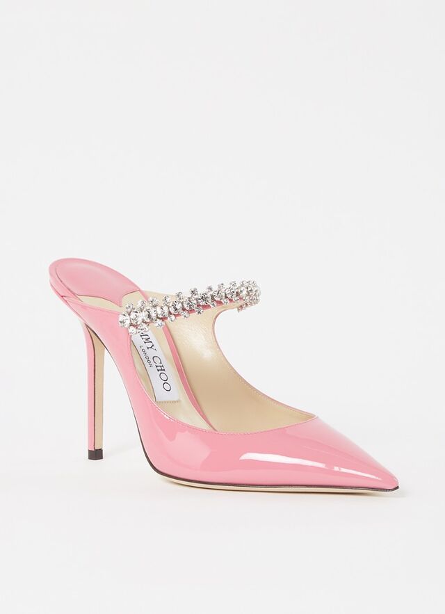 Jimmy Choo - Bing muiltje van kalfsleer met lakfinish en kristal - Roze