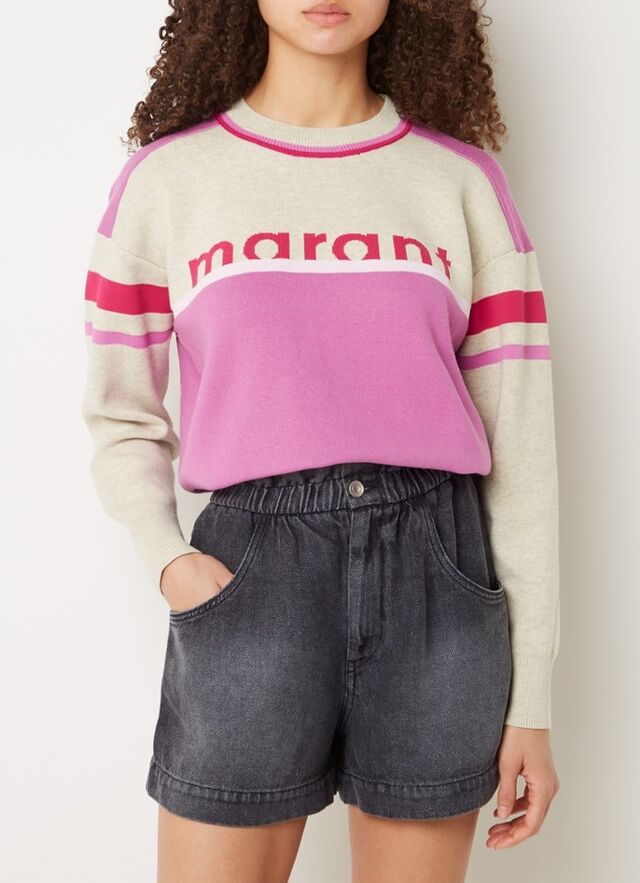 Isabel Marant - Carry fijngebreide trui in wolblend met ingebreid logo - Roze