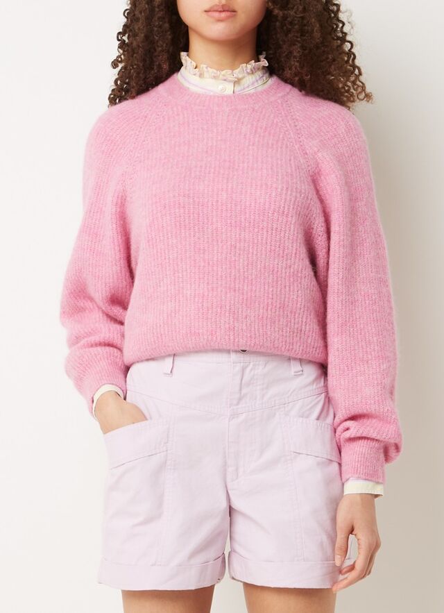 Isabel Marant - Amelia grofgebreide pullover in alpaca wolblend - Donkerroze