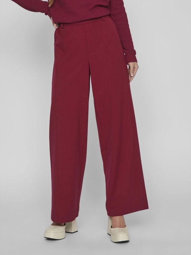 Vila HIGH-WAIST WIDE LEG BROEK, Beet Red, highres - 14087407_BeetRed_003.jpg