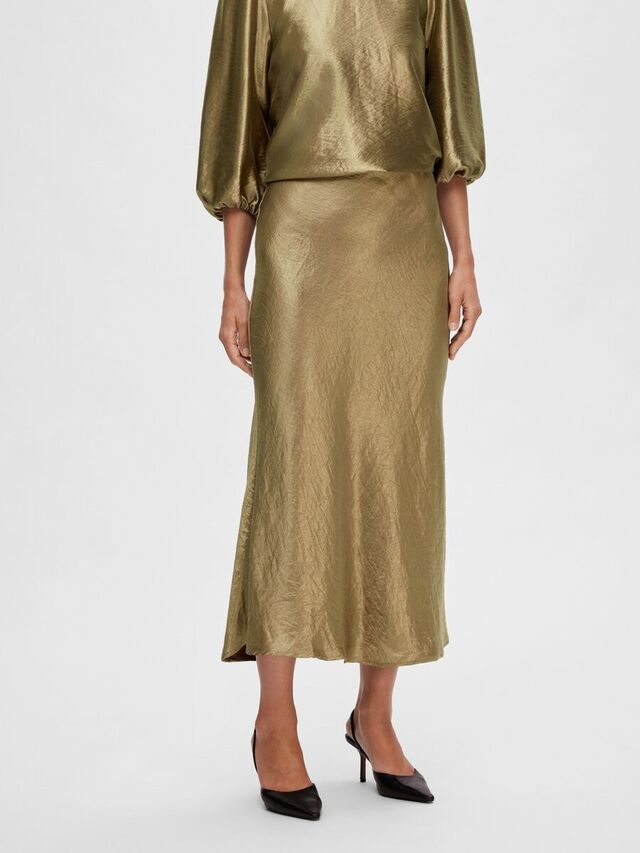 Selected METALLIC MIDDELLANGE ROK, Gold Colour, highres - 16091937_GoldColour_003.jpg