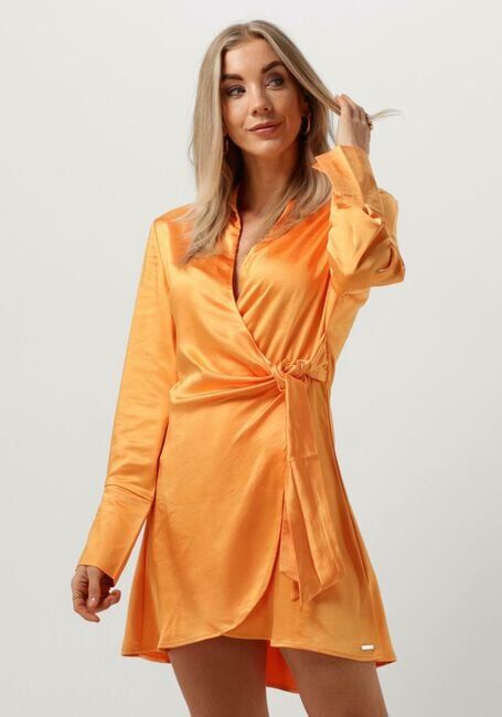 Oranje COLOURFUL REBEL Mini jurk METTE SATIN WRAP DRESS - large