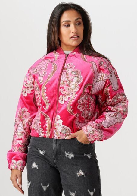 Roze ALIX THE LABEL Jack LADIES WOVEN FANCY VELVET BOMBER - large