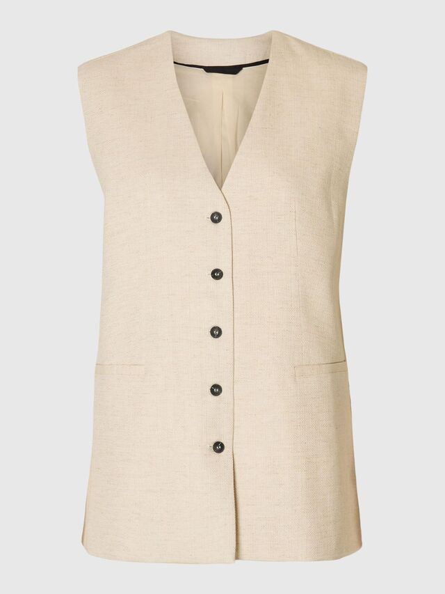 COTTON BLEND WAISTCOAT, Sandshell, highres