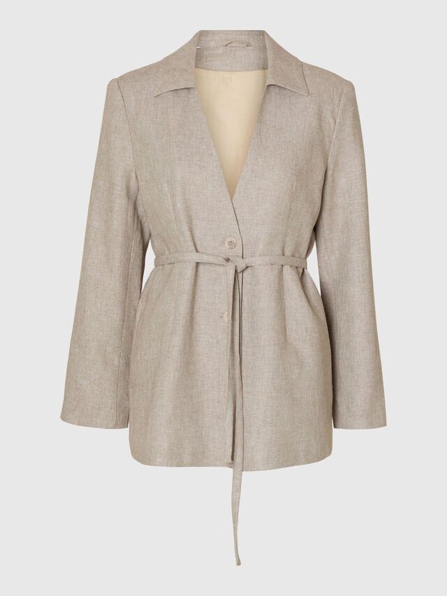BELTED BLAZER, Sepia Tint, highres
