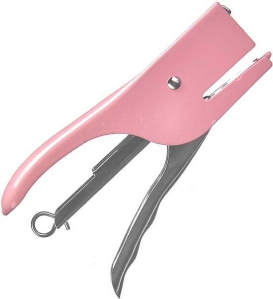 Pincello Kantoor nietmachine/niettang - metaal - 14 cm - roze - thuis/werk - voor nietjes nr 10 - kinderen en volwassenen