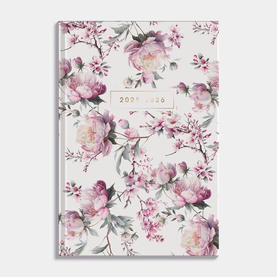 Hobbit - Luxe Schoolagenda 2025-2026 - 1 week op 2 pagina's - Harde kaft - A5 (14 x 20,5 cm) - Kersenbloesem