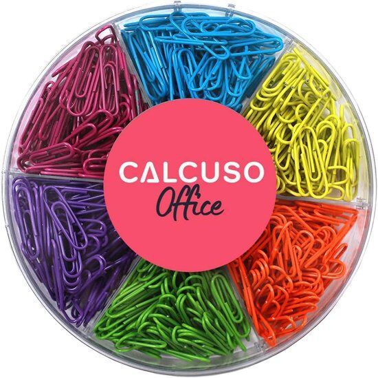 CALCUSO Paperclips: Kleurrijke en stevige paperclips voor school-/kantoorbenodigdheden, 480 stuks, 6 kleuren elk met 80 stuks
