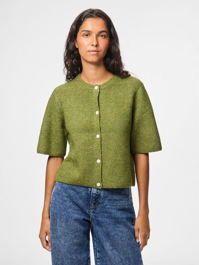 Carousel image - PCSILLY KORTE MOUWEN GEBREID VEST, Sphagnum | 1