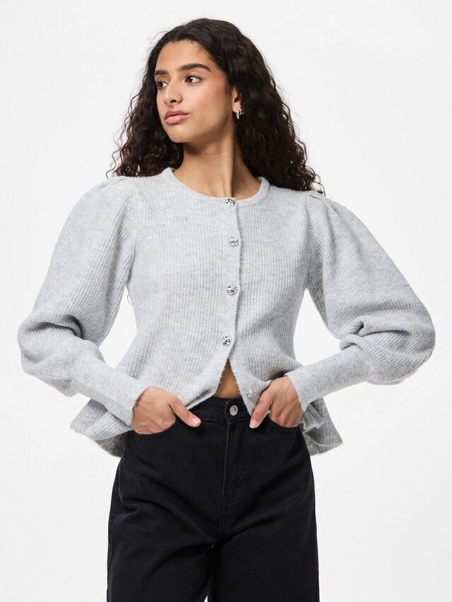 Carousel image - PCANNIE GEBREID VEST, Light Grey Melange | 1
