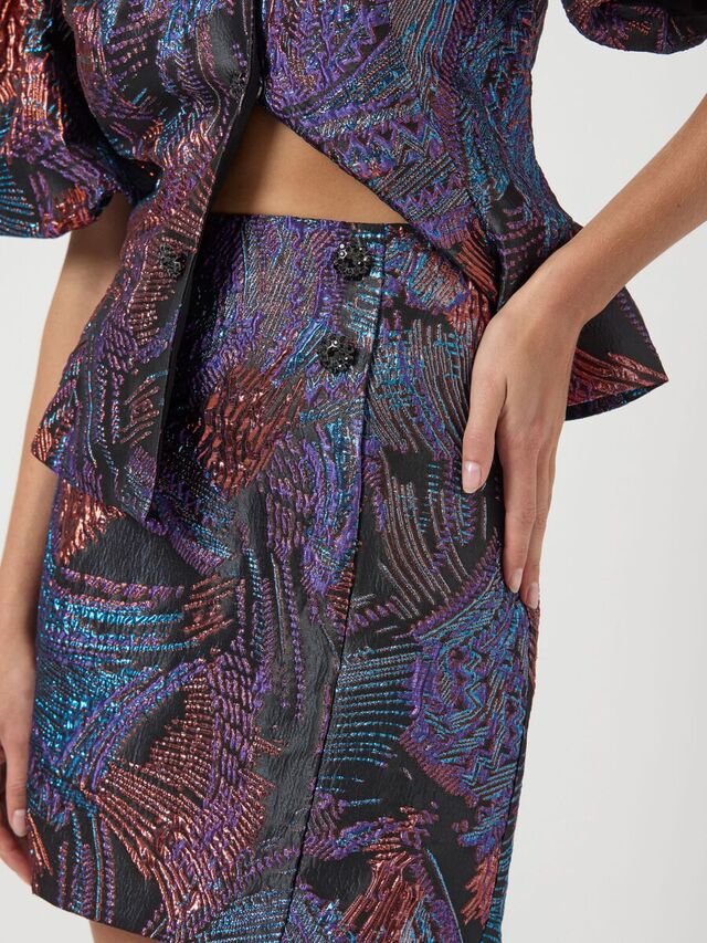 Carousel image - YASMADONNA HW JACQUARD MINIROK, Black | 3