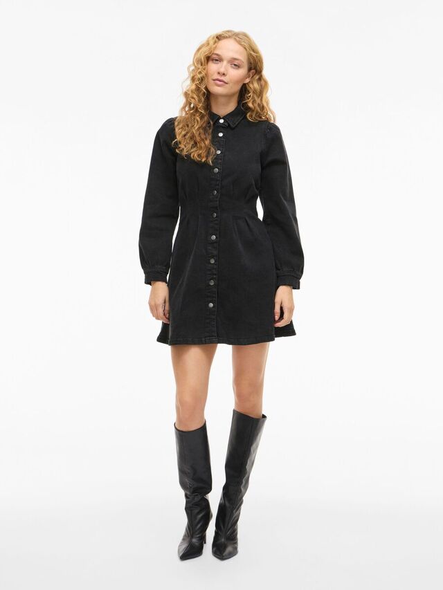 Carousel image - VISOL KORT DENIM JURK, Black Denim | 1