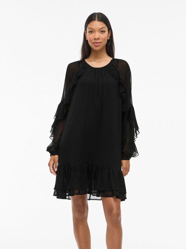 Carousel image - VIBINNA RUCHES KORTE JURK, Black Beauty | 1