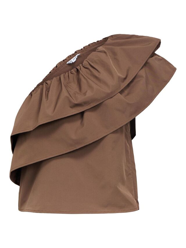 Carousel image - ONE-SHOULDER TOP, Seal Brown | 1