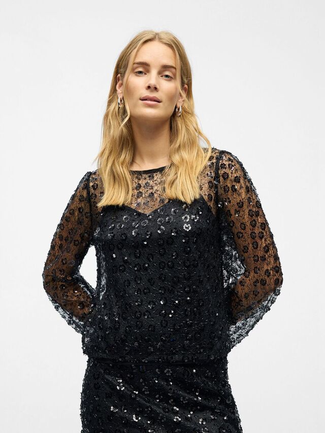 Carousel image - PAILLETTEN BLOUSE, Black | 2