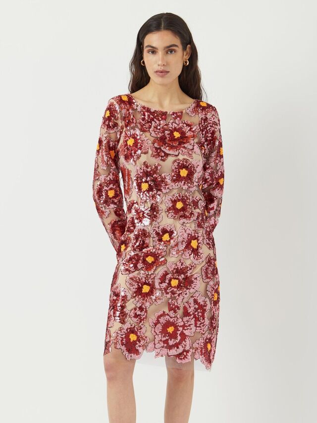 Carousel image - YASFLOMILLA PAILLETTEN MIDI-JURK, Candied Ginger | 1