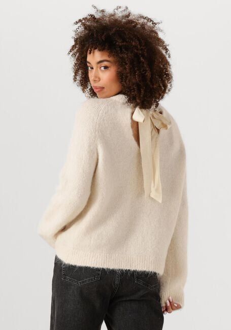 Creme SELECTED WOMEN Trui SLFGABELLA LS KNIT BOW O-NECK - large
