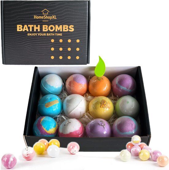12x Bruisballen Bad + Badbom Opener Cadeauset (Badbommen/Bath Bombs) – 12 Stuks – Badballen Handgemaakt, Hydraterend & Huidverzorgend – Spa & Wellness Cadeau voor Hem / Haar - Man / Vrouw