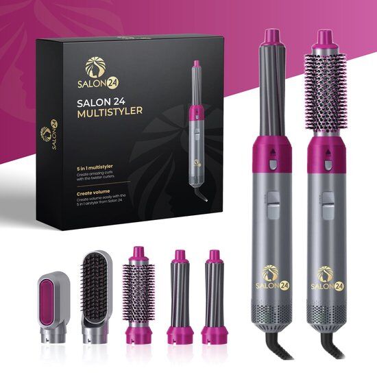 Salon 24 Airstyler v4 - Föhnborstel - Krulborstel - Krultang 5 in 1 - Multistyler - Hairwrap - Haarstyler