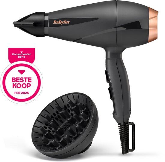 BaByliss Smooth Pro 2100 Föhn 6709DE - Fohn met diffuser en blaasmond - Haardroger - Professionele AC-Motor - 2100 Watt - Coolshot