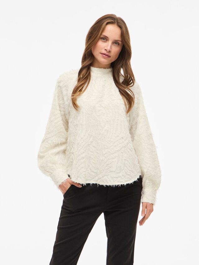 Carousel image - VILILLA HOGE KRAAG TOP MET LANGE MOUWEN, Birch | 1