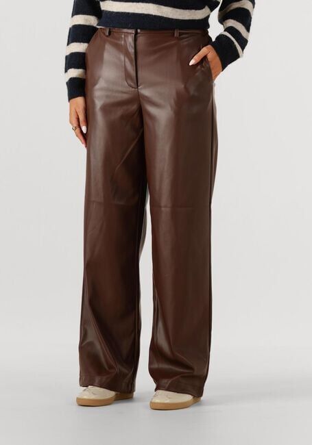 Bruine MODSTRÖM Wijde broek PELLEMD PANTS - large