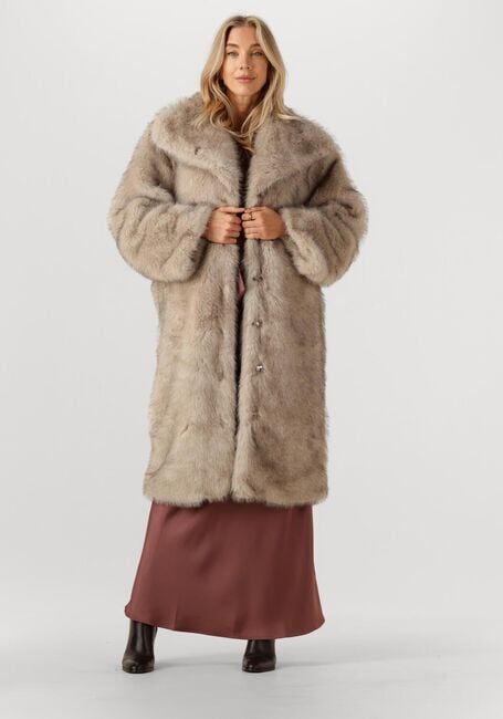 Beige NEO NOIR Faux fur jas STEPHANIE FAUX FUR LONG JACKET - large