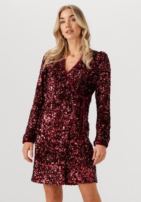 Rode Y.A.S. Mini jurk YASELLE LS WRAP DRESS - large