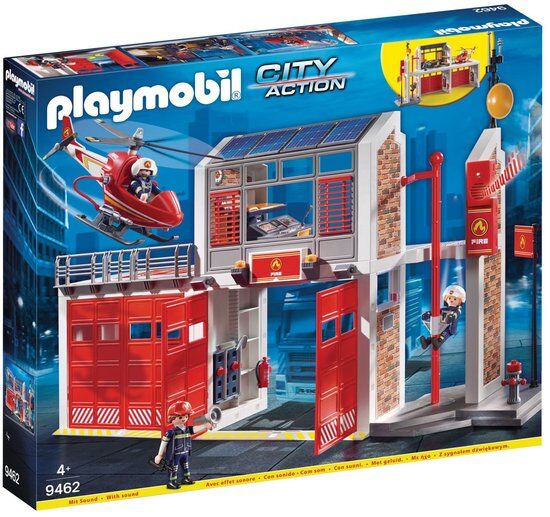 PLAYMOBIL City Action Grote brandweerkazerne met helicopter - 9462