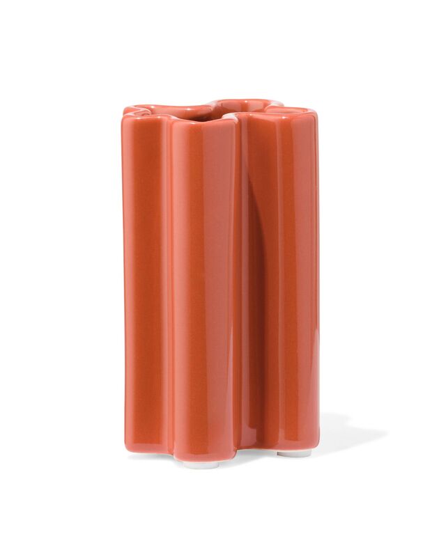 vaas voor geurstokjes ⌀5.7x10.8cm keramiek bloem terra - 13507533 - HEMA