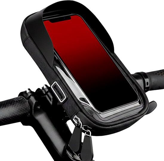 Telefoonhouder Fiets - GSM Houder Fiets - Waterdicht - Universeel - Met Opbergvakken - Afneembaar kliksysteem - Zwart