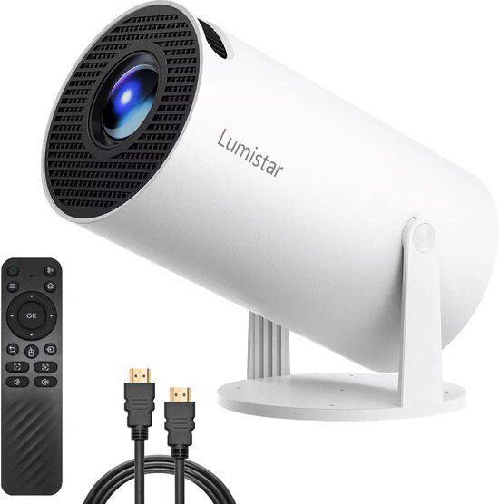 Lumistar® Premium Mini Beamer - Alles-in-één Smart TV Projector - 2025 model - Android 13.0 - WiFi 6 & Bluetooth 5.2 - 4k support - Beamer - Home Cinema - Wit