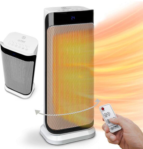 TZS First Austria Heating fan with PTC ceramic heating element - 2000 W - 2 heating levels - Adjustable temperature - Oscillatie - Oververhittingsbeveiliging - Omvalpreventie - Afstandsbediening - Timer (8u)
