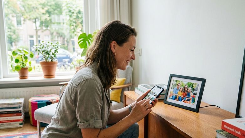 Hoe werkt een digitale fotolijst met app?