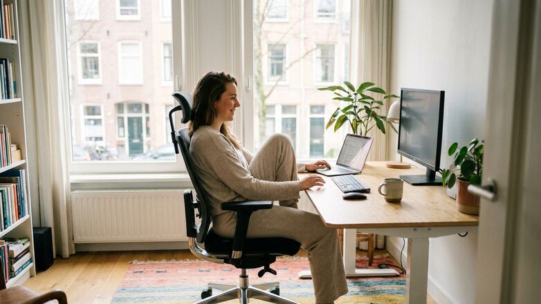 Deze zithouding maakt een werkdag achter je bureau comfortabeler
