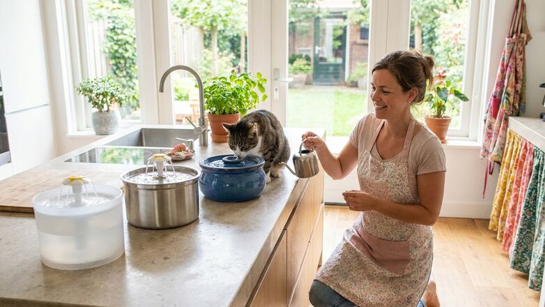 Het verschil tussen een kattenfontein van kunststof, rvs en keramiek