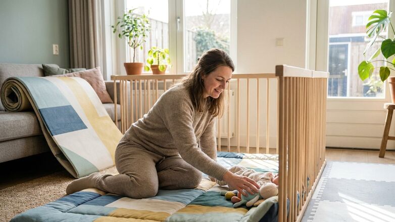 Het verschil tussen een boxkleed, speelkleed en babymat