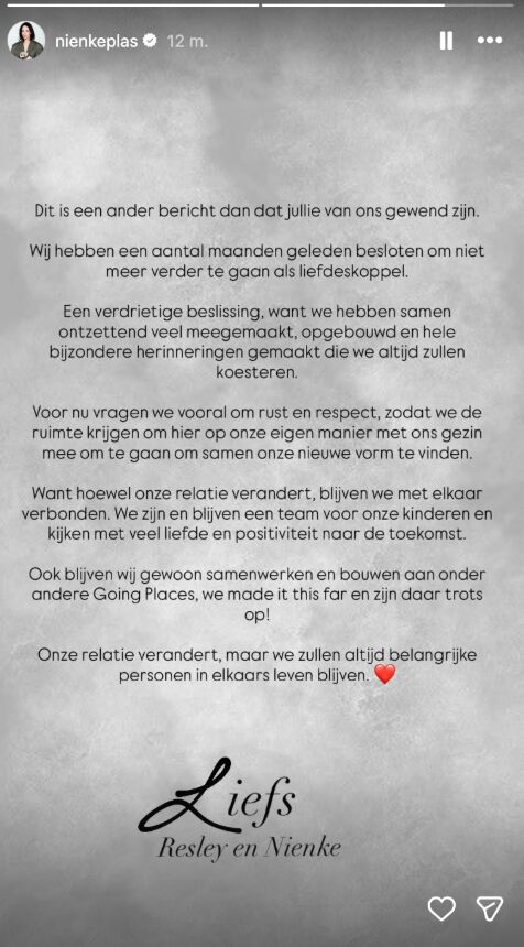 Nienke plas en Resley breakup season