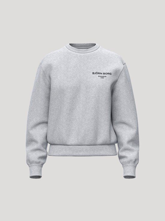 Lichtgrijze sweater met de tekst 'BJÖRN BORG STOCKHOLM 1947' op de linkerborst.