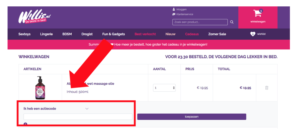 kortingscode gebruiken