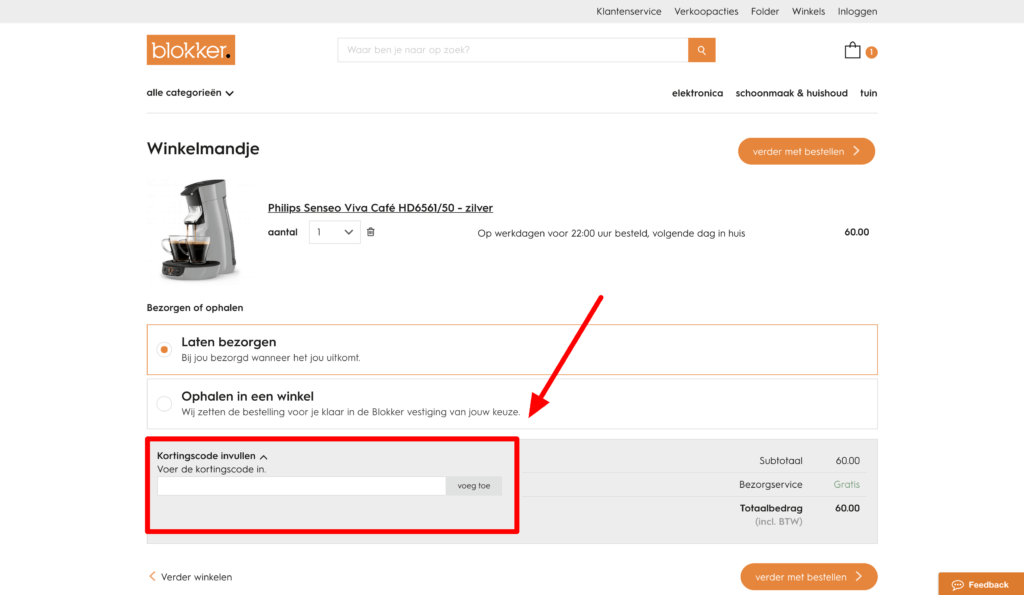 kortingscode gebruiken