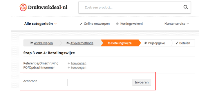 kortingscode gebruiken