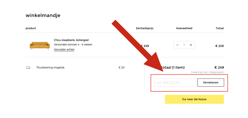 kortingscode gebruiken