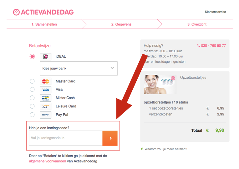 Actievandedag kortingscode invullen