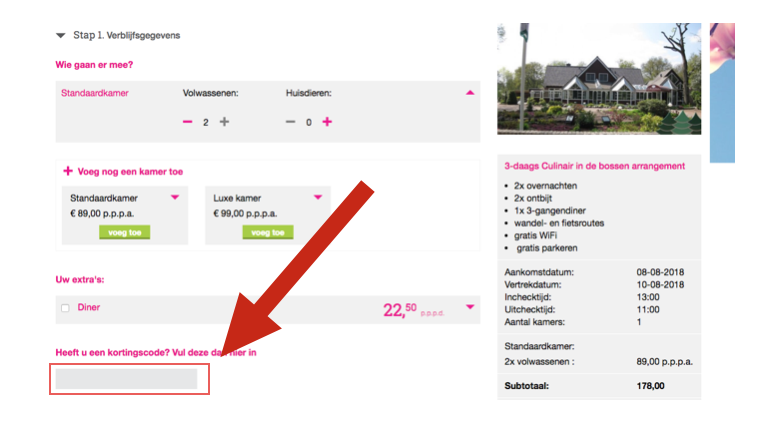kortingscode invullen