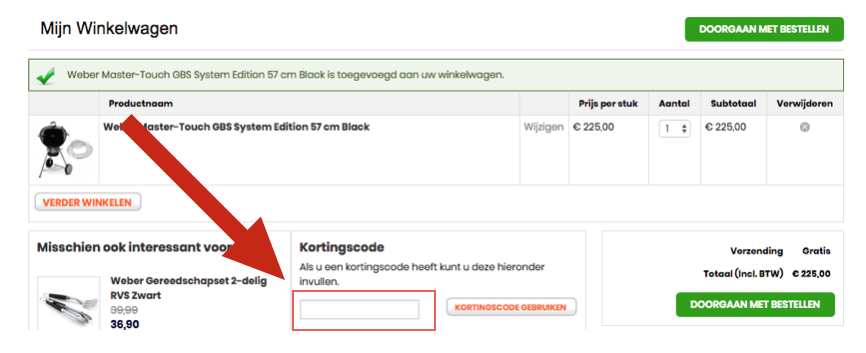 allesvoorbbq kortingscode invullen