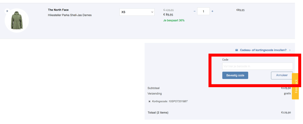 kortingscode gebruiken